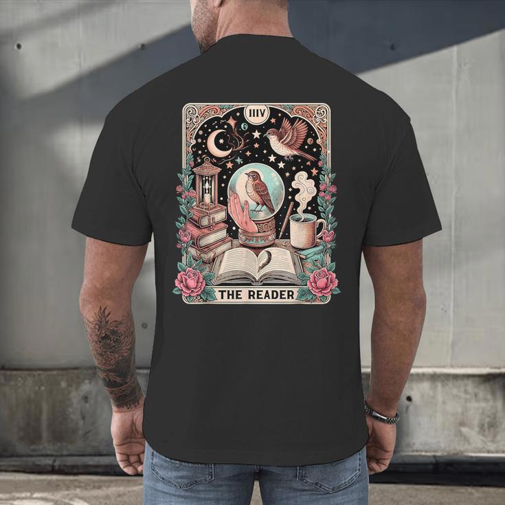 The Reader Tarot Card Shirt Bird Book Lover Bookworm Men's Back Print T-Shirt The Reader Tarot Card Shirt Bird Book Lover Bookworm Men's Back Print T-Shirt