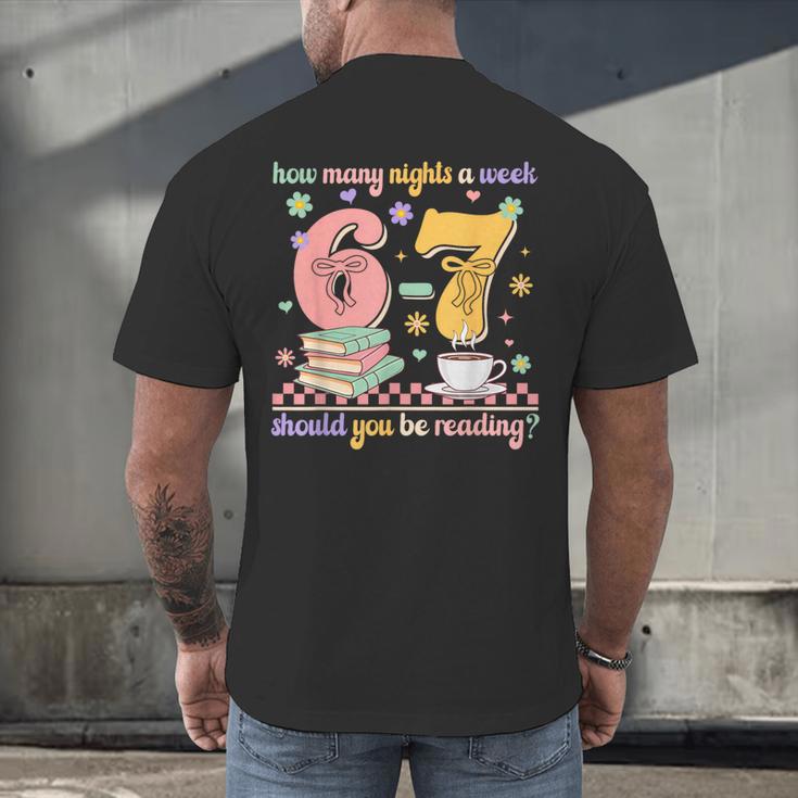 Reading 67 Teacher Six Seven Reading 6 7 Book Lover Men's Back Print T-Shirt