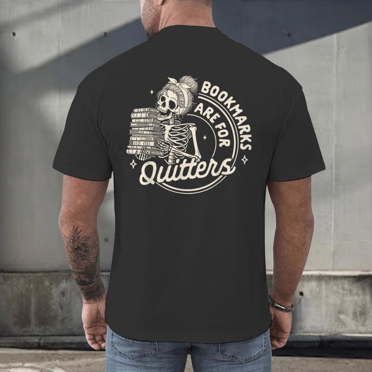 Reading Book Bookish Book Club Bookmarks Are For Quitters Men's Back Print T-Shirt Reading Book Bookish Book Club Bookmarks Are For Quitters Men's Back Print T-Shirt