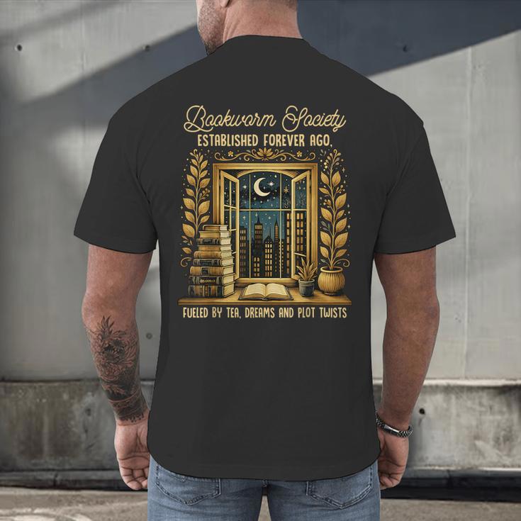 Reading Book Lover Bookish Readers Bookworm Society Men's Back Print T-Shirt