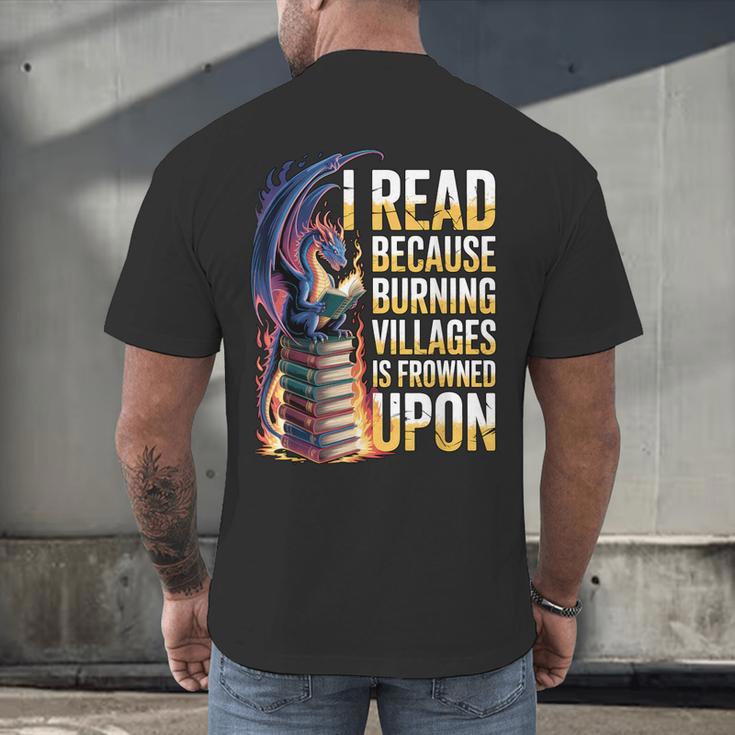 Reading Bookish Dragon Fantasy Men's Back Print T-Shirt