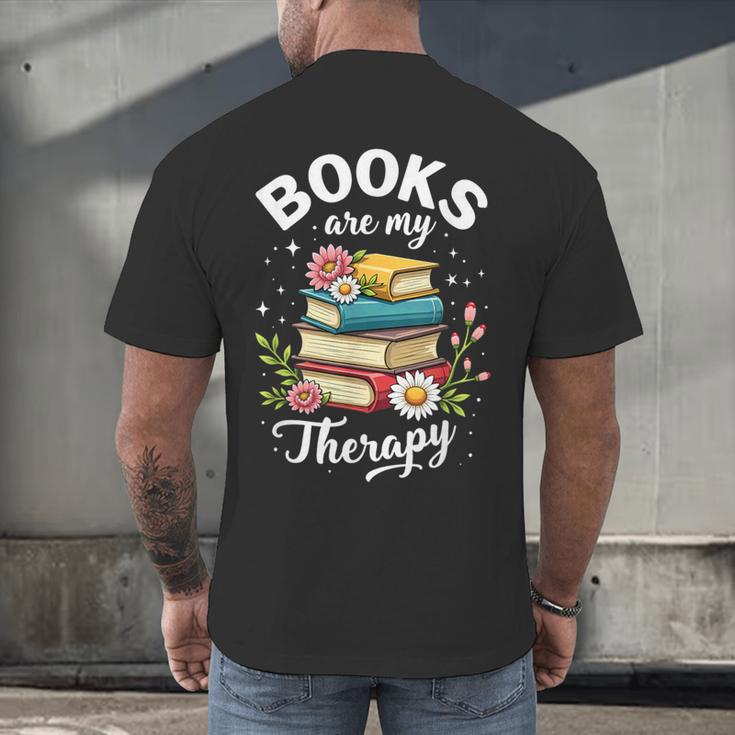 Reading Books Are My Therapy Men's Back Print T-Shirt