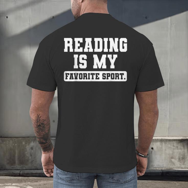 Reading Is My Favorite Sport Book Lover Reader Men's Back Print T-Shirt Reading Is My Favorite Sport Book Lover Reader Men's Back Print T-Shirt