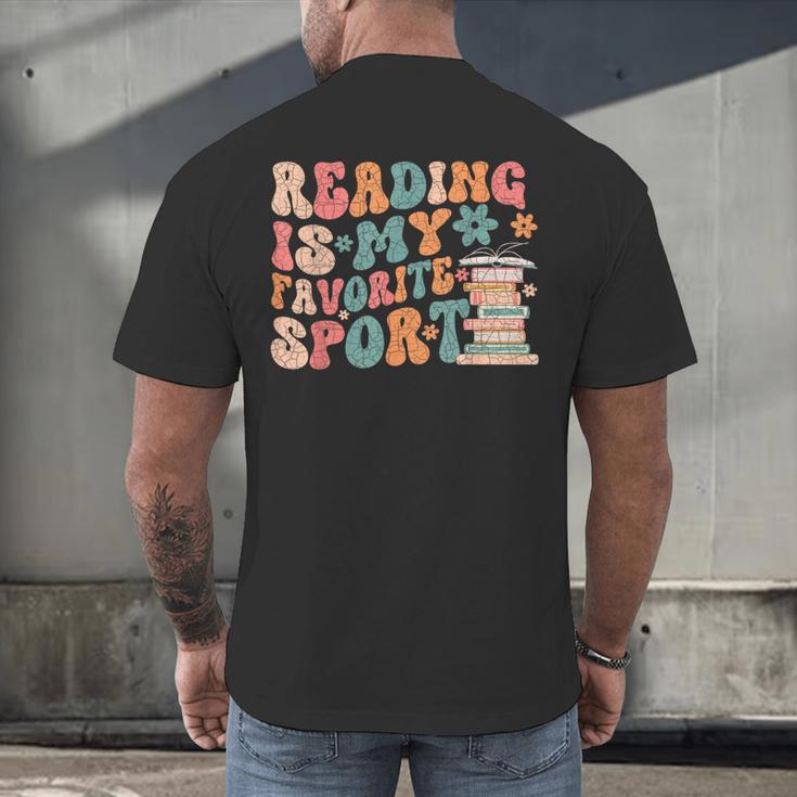 Reading Is My Favorite Sport Retro Groovy Book Lovers Men's Back Print T-Shirt