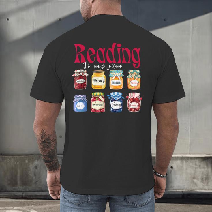 Reading Is My Jam Teacher Student Book Lovers Men's Back Print T-Shirt Reading Is My Jam Teacher Student Book Lovers Men's Back Print T-Shirt