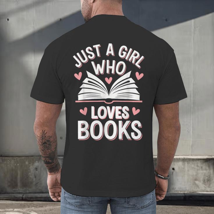 Reading Just A Girl Who Loves Books Men's Back Print T-Shirt