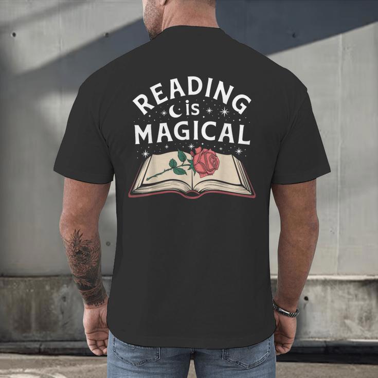 Reading Is Magical Book Lover Bookworm Librarian Library Day Men's Back Print T-Shirt Reading Is Magical Book Lover Bookworm Librarian Library Day Men's Back Print T-Shirt