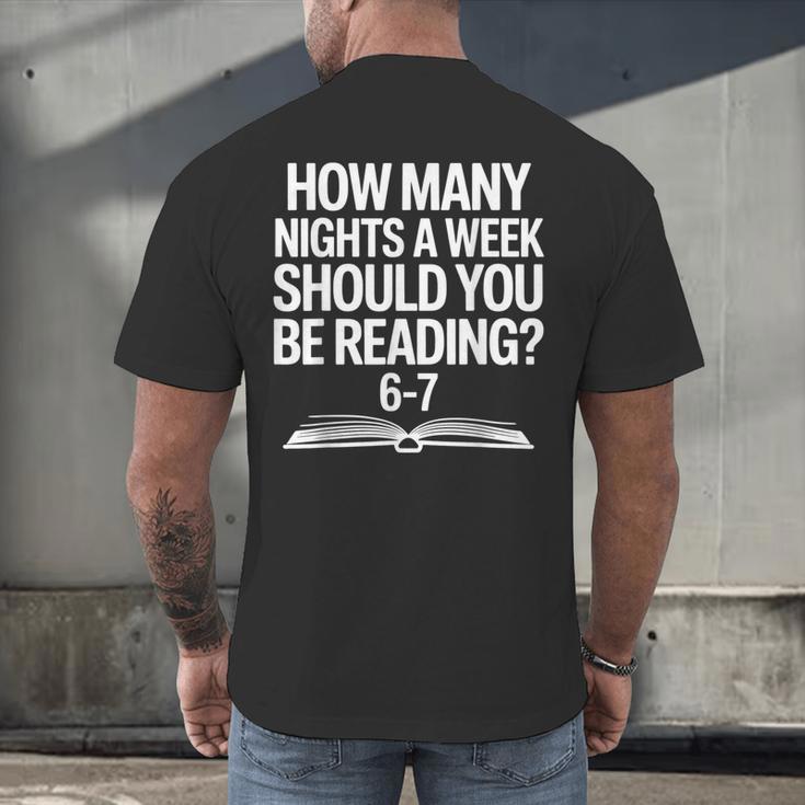 Reading Meme 6 To 7 Nights a Week Book Appreciation Men's Back Print T-Shirt Reading Meme 6 To 7 Nights a Week Book Appreciation Men's Back Print T-Shirt