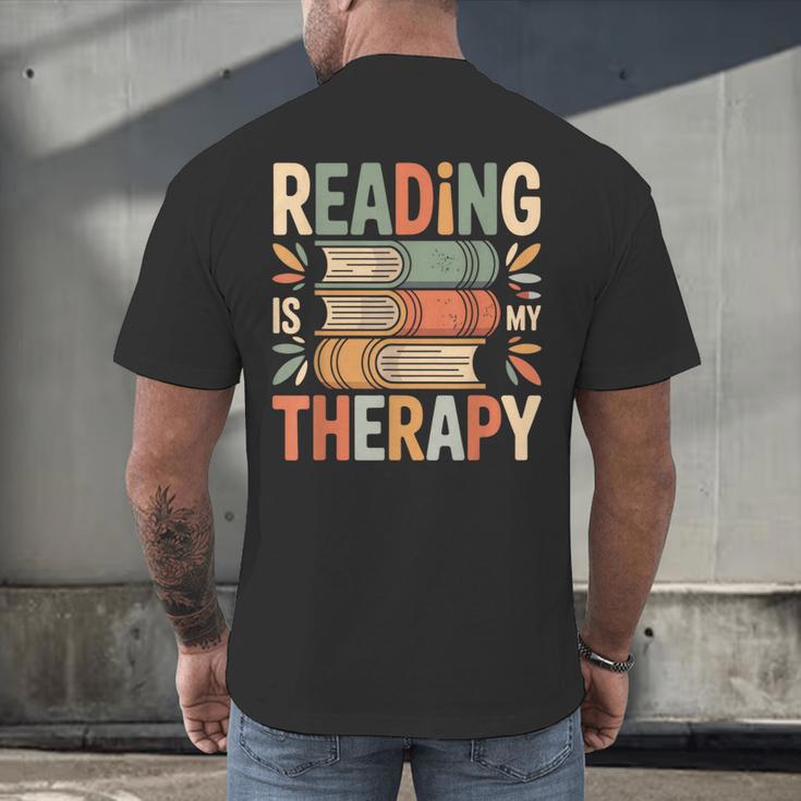Reading Is My Therapy Book Lover Men's Back Print T-Shirt