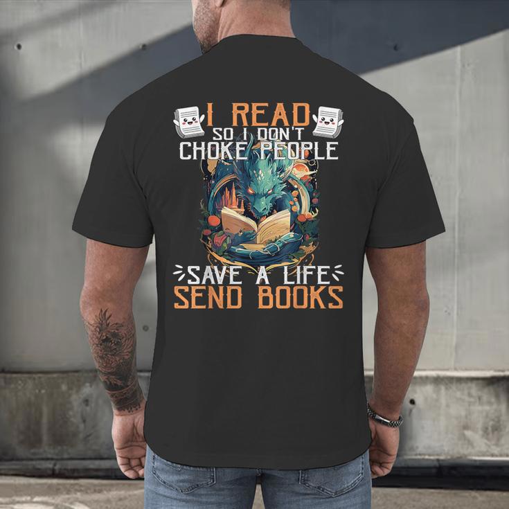 Reading Readers I Read Send Books Dragon Bookworm Tee Men's Back Print T-Shirt