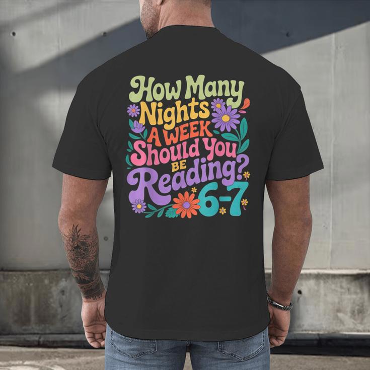 Reading Six Seven Meme Book Lover 67 Teacher 6 7 Men's Back Print T-Shirt