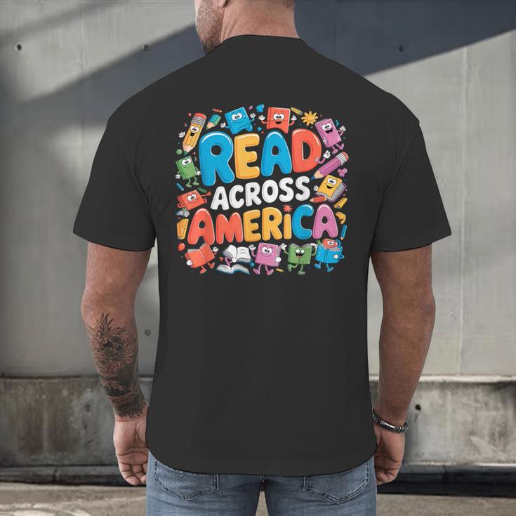 Reads Across Tee America Books Reader Reading Teacher Men's Back Print T-Shirt