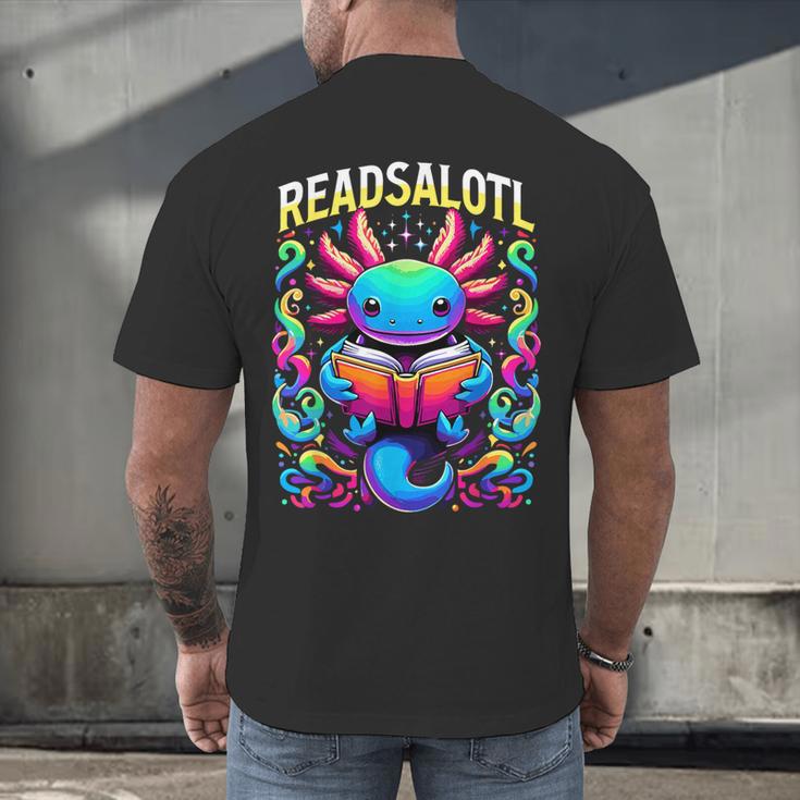 Readsalotl Axolotl Book Lovers Axolotls Men's Back Print T-Shirt Readsalotl Axolotl Book Lovers Axolotls Men's Back Print T-Shirt