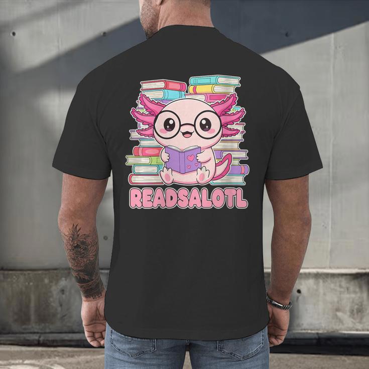 Readsalotl Axolotl Reading Book Bookworm Men's Back Print T-Shirt Readsalotl Axolotl Reading Book Bookworm Men's Back Print T-Shirt