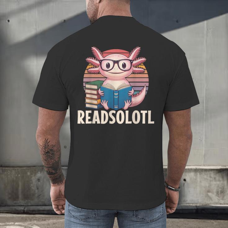 Readsolotl Axolotl Reading Book Lover Kawaii Bookworms Men's Back Print T-Shirt