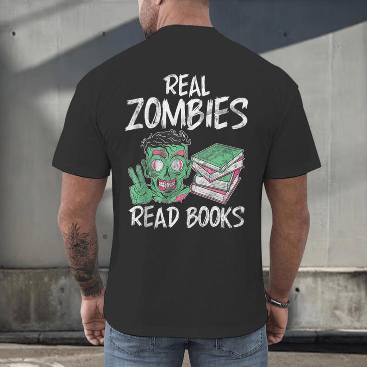 Real Zombies Read Books Zombie Men's Back Print T-Shirt Real Zombies Read Books Zombie Men's Back Print T-Shirt