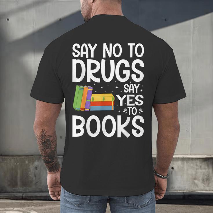 Red Ribbon Week Say No To Drugs Say Yes To Books Drug Free Men's Back Print T-Shirt