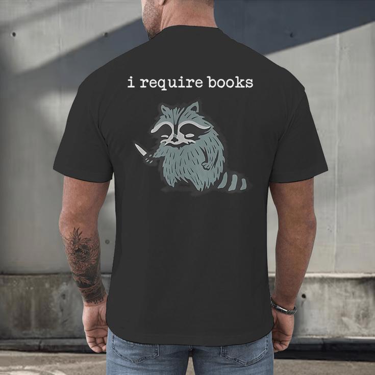 i Require Books Raccoon Men's Back Print T-Shirt i Require Books Raccoon Men's Back Print T-Shirt