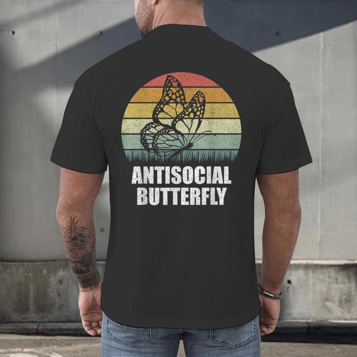 Retro Antisocial Butterfly Shirt For Introverts Men's Back Print T-Shirt