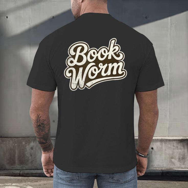 Retro Book Worm Reading For Book Lovers Men's Back Print T-Shirt