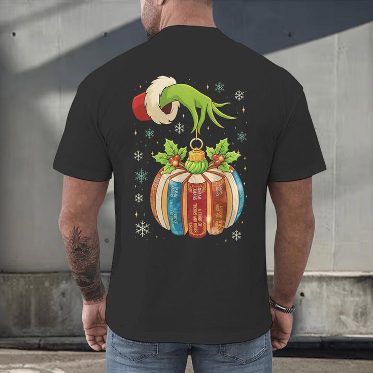 Retro Christmas Ornament Book Christmas Teacher Librarian Men's Back Print T-Shirt Retro Christmas Ornament Book Christmas Teacher Librarian Men's Back Print T-Shirt