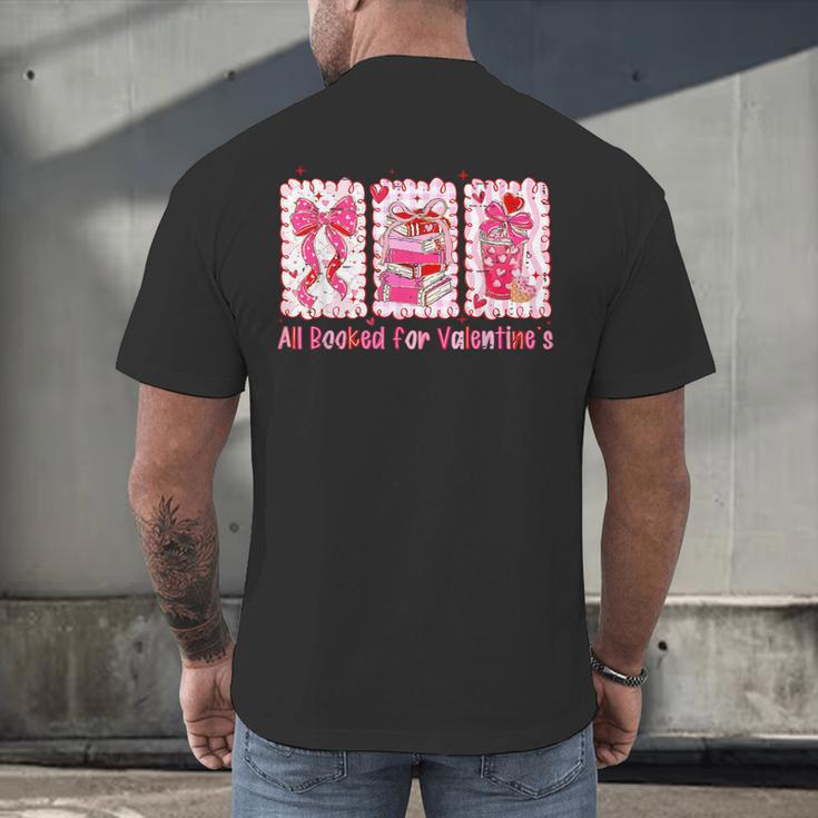 Retro Coquette Bow All Booked For Valentines Book Lover Cute Men's Back Print T-Shirt
