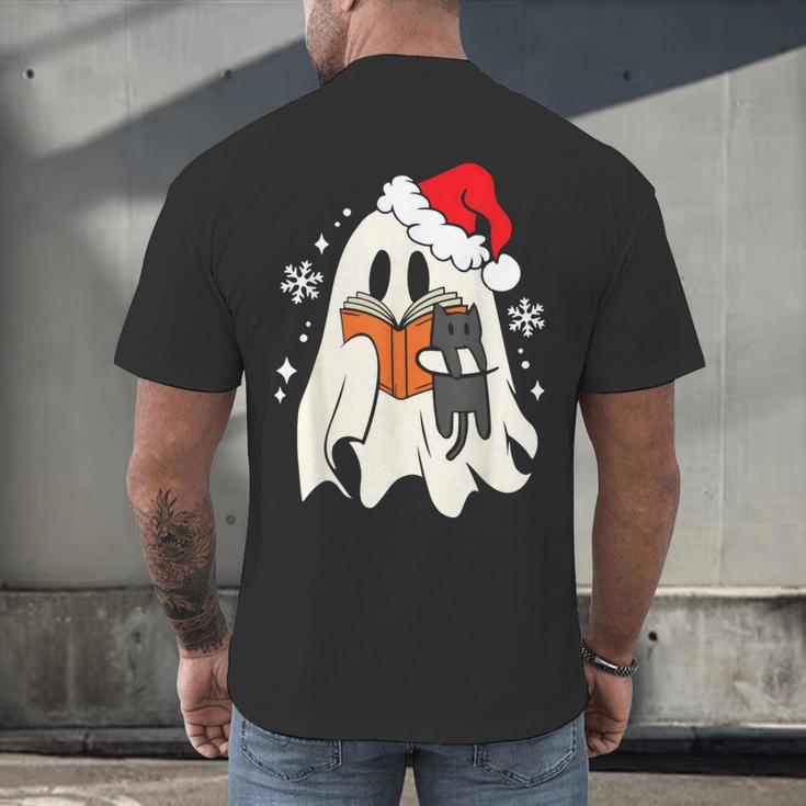 Retro Ghost Reading Book With Cat Bookish Club Christmas Men Women Kids Men's Back Print T-Shirt