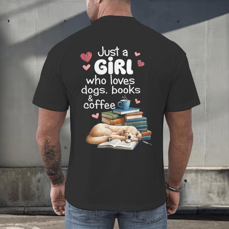Retro Just A Girl Who Love Dogs Books And Coffee Bookworm Men's Back Print T-Shirt