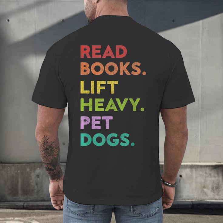 Retro Read Books Lift Heavy Pet Dogs Gym Book Lover Men's Back Print T-Shirt