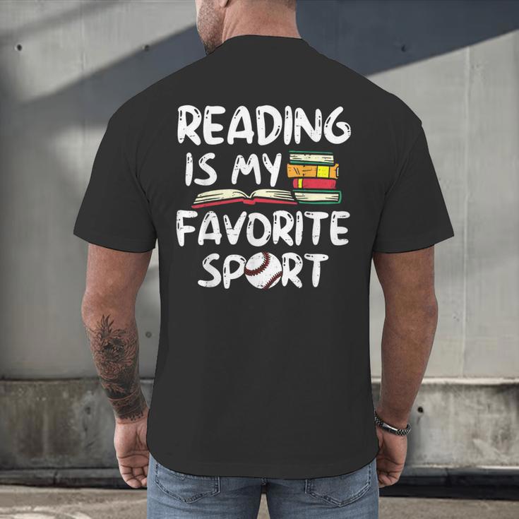Retro Reading Is My Favorite Sport Baseball World Book Day Men's Back Print T-Shirt Retro Reading Is My Favorite Sport Baseball World Book Day Men's Back Print T-Shirt