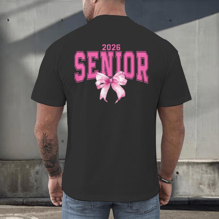 Retro Senior 2026 Class Of 2026 Coquette Pink Bow Graduation Men's Back Print T-Shirt