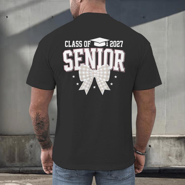 Retro Senior 2027 Girl Coquette Bow Class Of 2027 Graduation Men's Back Print T-Shirt