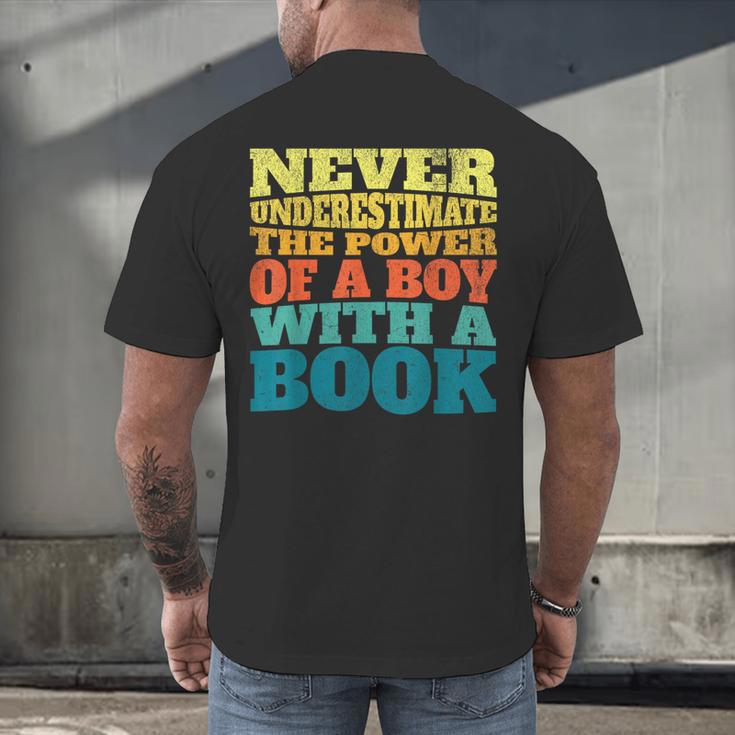Retro Never Underestimate The Power Of a Boy With a Book Men's Back Print T-Shirt