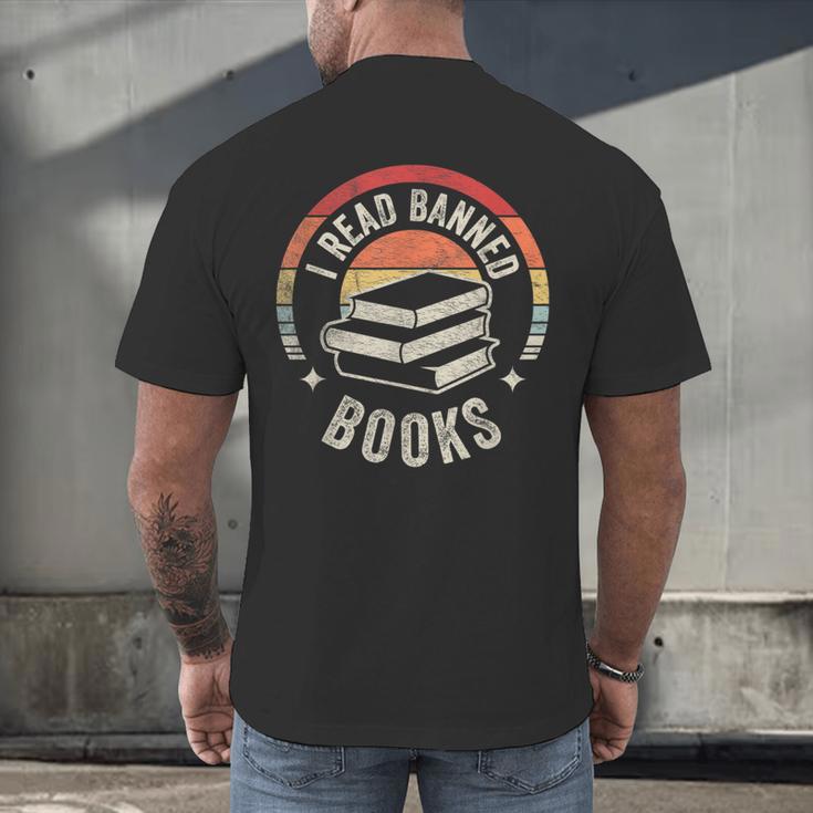 Retro Vintage Banned Books Shirt I Read Banned Books Men's Back Print T-Shirt