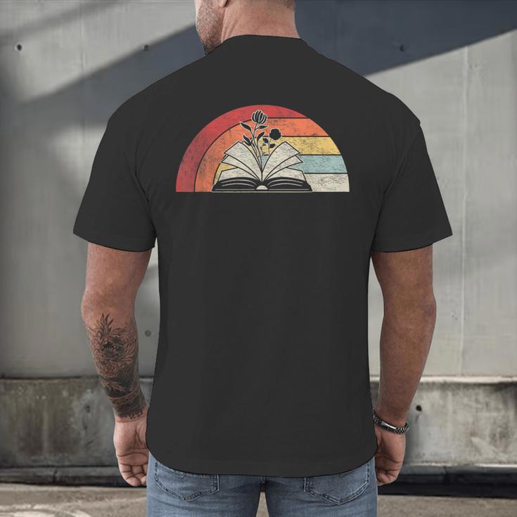Retro Vintage Wildflowers Book Shirt Book Lover Men's Back Print T-Shirt
