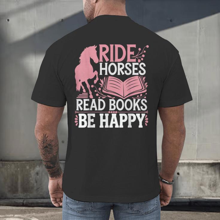 Ride Horses Read Books Be Happy Men's Back Print T-Shirt Ride Horses Read Books Be Happy Men's Back Print T-Shirt