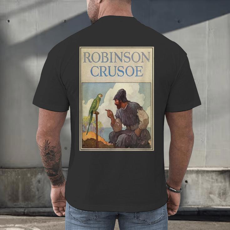 Robinson Crusoe Book Cover 1920 Men's Back Print T-Shirt Robinson Crusoe Book Cover 1920 Men's Back Print T-Shirt
