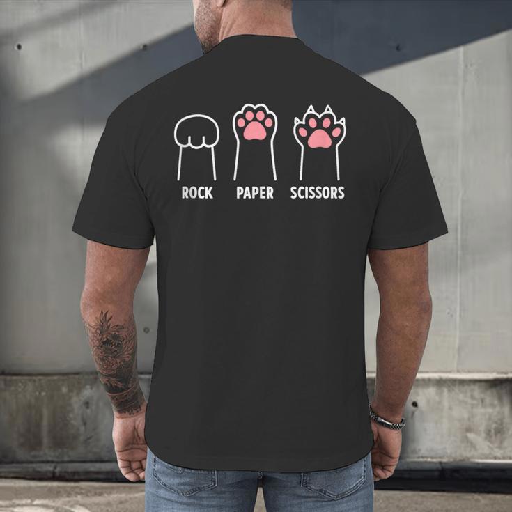 Rock Paper Scissors Hand Game Cute Paw Cat Introvert Men's Back Print T-Shirt