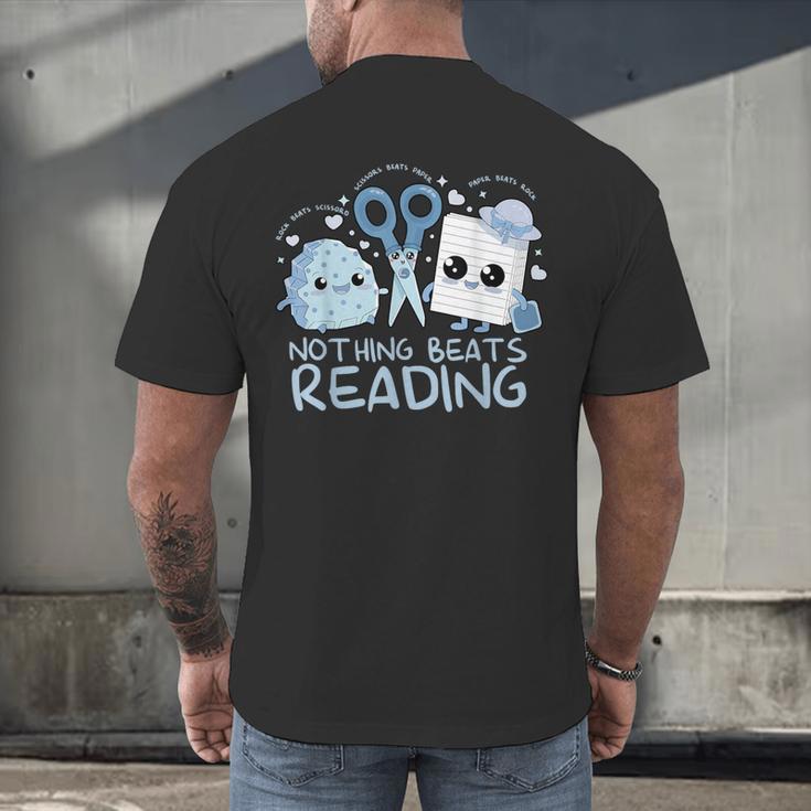 Rock Paper Scissors Nothing Beats Reading Book Lover Men's Back Print T-Shirt