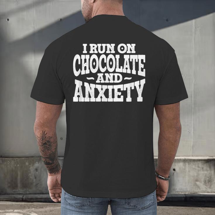I Run On Chocolate And Anxiety Introvert Men's Back Print T-Shirt I Run On Chocolate And Anxiety Introvert Men's Back Print T-Shirt