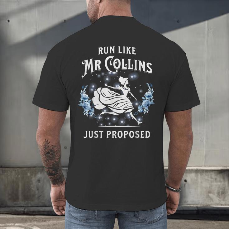 Run Like Mr Collins Just Proposed Books And Running Men's Back Print T-Shirt