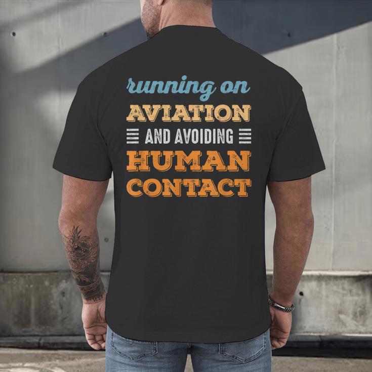 Running On Aviation Social Introvert Humor Vintage Men's Back Print T-Shirt