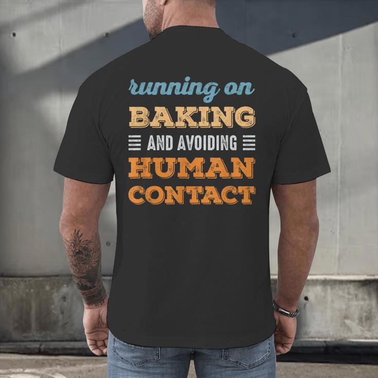 Running On Baking Social Introvert Humor Vintage Men's Back Print T-Shirt Running On Baking Social Introvert Humor Vintage Men's Back Print T-Shirt