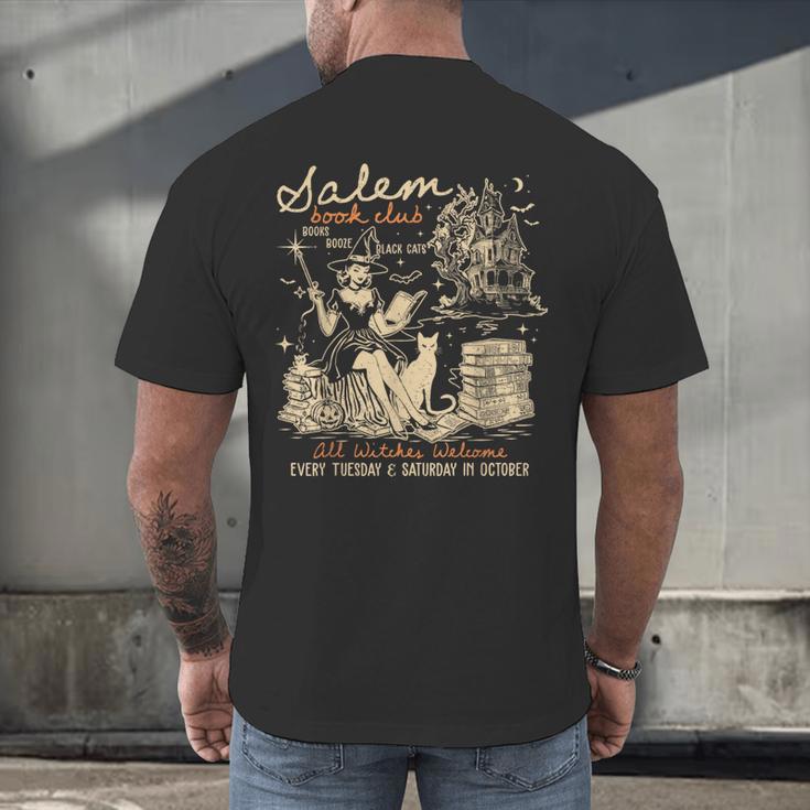 Salem Book Club Witches Witchy Witch Spooky Season Halloween Men's Back Print T-Shirt