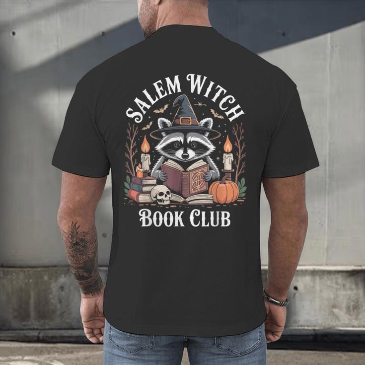 Salem Witch Book Club Raccoon Halloween Men's Back Print T-Shirt Salem Witch Book Club Raccoon Halloween Men's Back Print T-Shirt