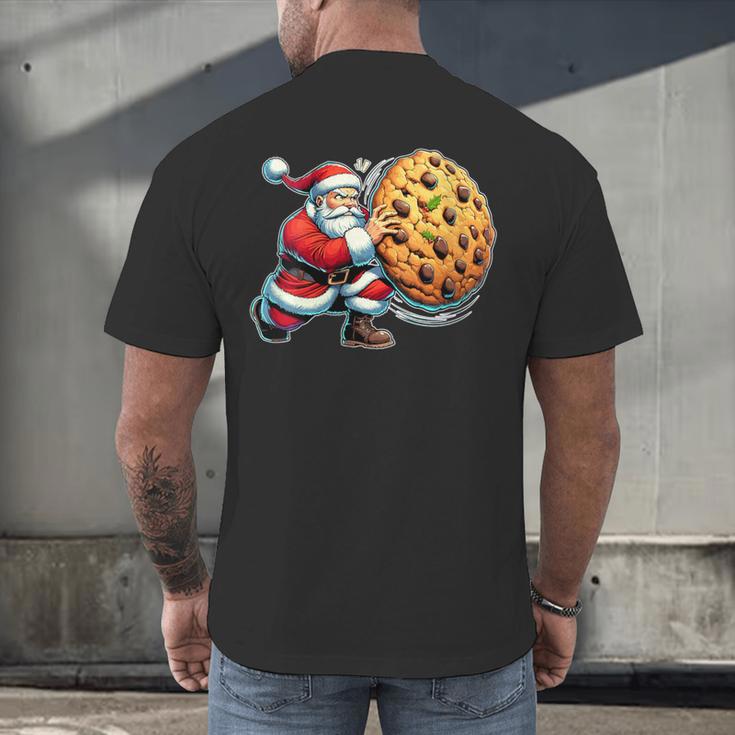 Santa Holding Cookie Xmas Baker Introvert Christmas Men's Back Print T-Shirt Santa Holding Cookie Xmas Baker Introvert Christmas Men's Back Print T-Shirt