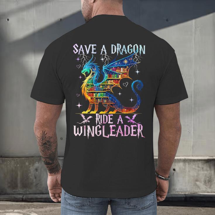 Save A Dragon Ride A Wingleader Books Dragon Lover Cute Men's Back Print T-Shirt