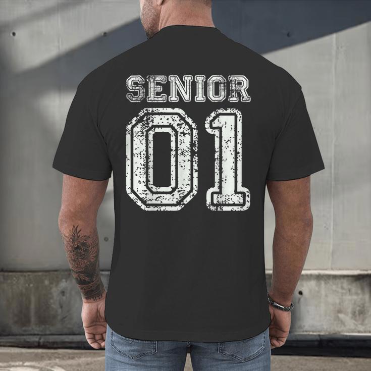 Senior 01 Class Of 2001 Retro College High School Graduation Men's Back Print T-Shirt