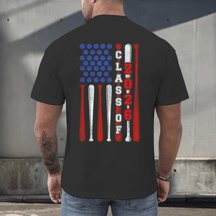 Senior 2026 Baseball American Flag Class Of 2026 Graduation Men's Back Print T-Shirt