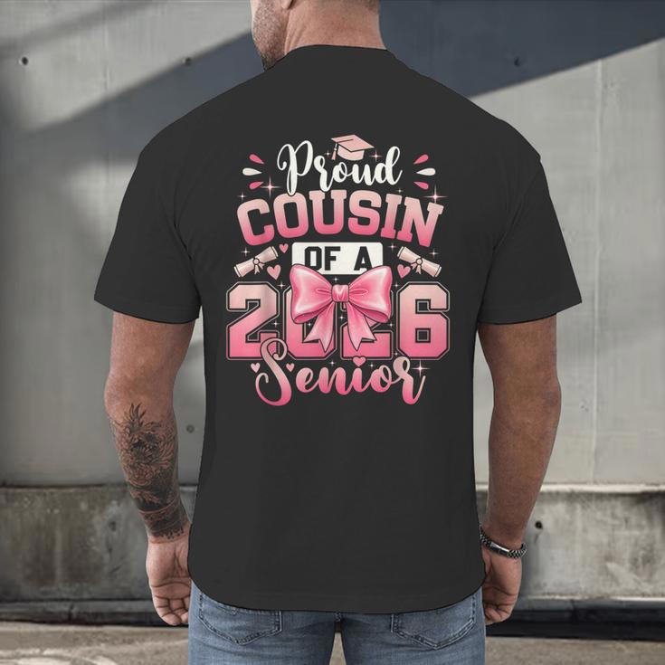 Senior 2026 Class Of 26 Coquette Pink Bow Graduation Cousin Men's Back Print T-Shirt